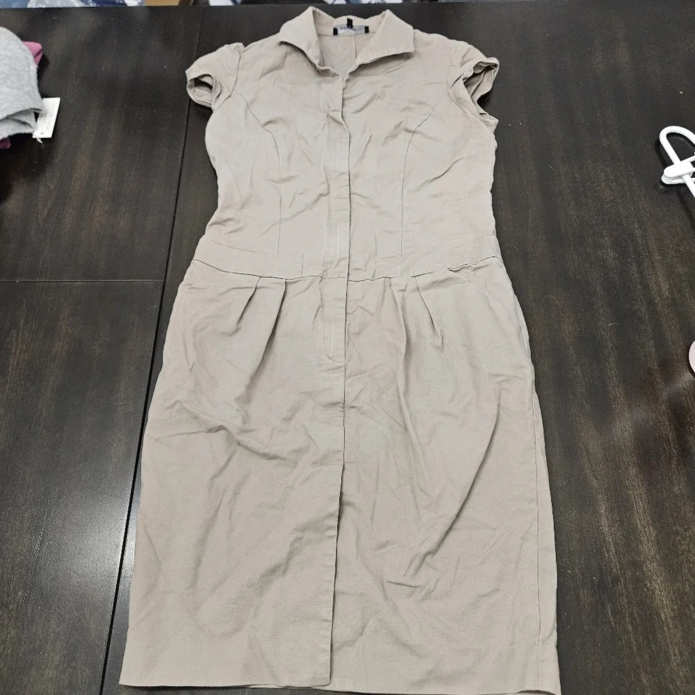 Lafayette 148 New York Beige Midi Dress Size 4 - Picture 2 of 6